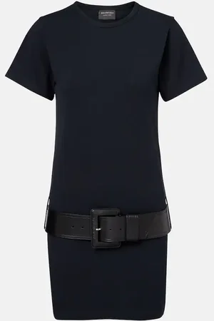 Balenciaga Belted cotton-blend jersey minidress