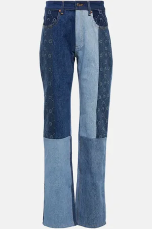 Marine Serre Moonogram patchwork straight jeans