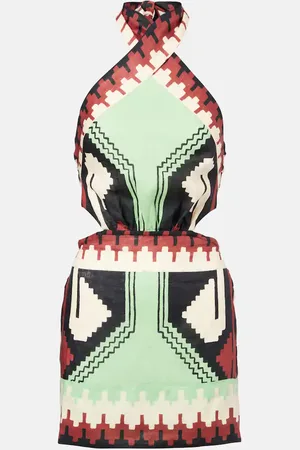 JOHANNA ORTIZ Printed halterneck linen minidress