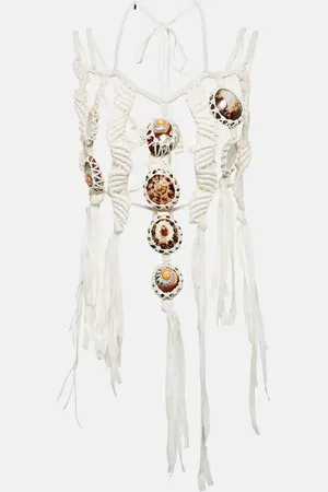 Chloé ChloÃ© Larry shell-embellished crÃªpe de chine necklace