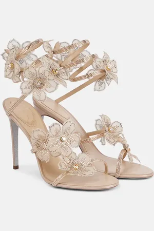 RENE CAOVILLA Cleo 105 floral-appliquÃ© satin sandals