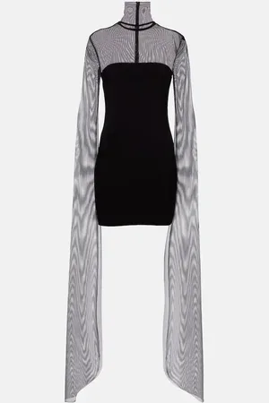 Norma Kamali Turtleneck jersey and mesh minidress