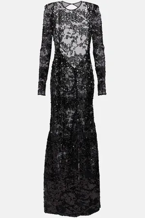 Victoria Beckham Sequined open-back lace gown