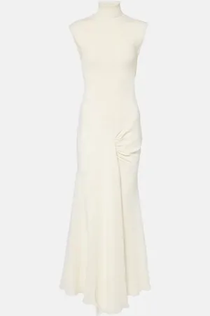 Victoria Beckham Draped turtleneck jersey maxi dress