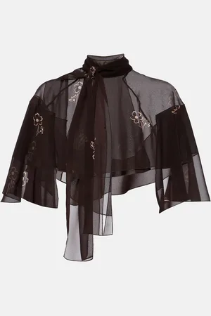 Prada Cropped floral georgette top