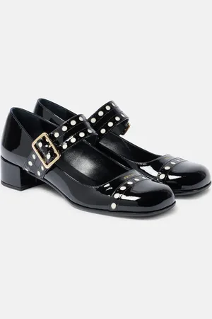 Prada 35 patent leather Mary Jane pumps