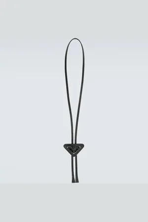 Prada Saffiano triangle bolo tie with logo