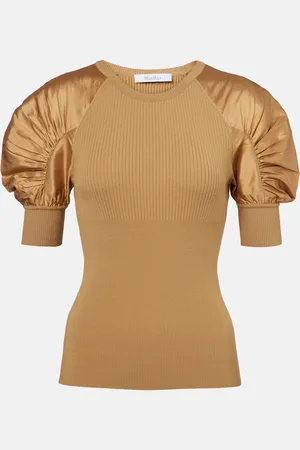 Max Mara Ribbed-knit crÃªpe top