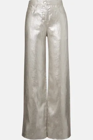 Max Mara Malika metallic linen wide-leg pants