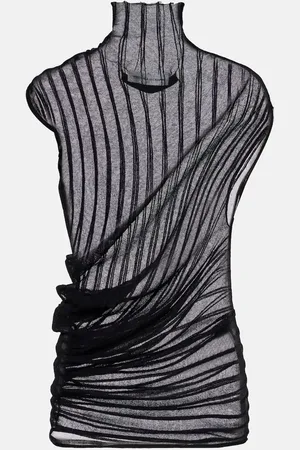 Victoria Beckham Asymmetric draped cotton-blend top