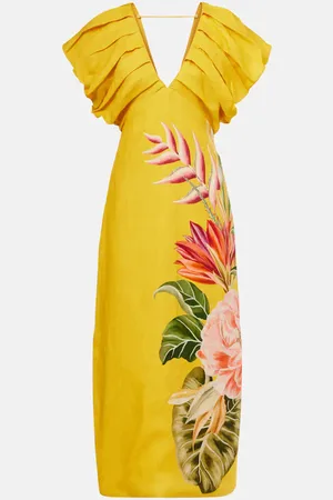 Farm Rio Spring Awakening floral linen midi dress