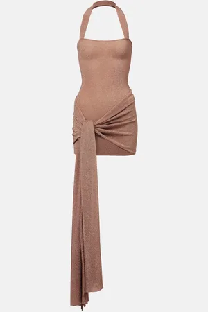 AYA MUSE Draped lamÃ© minidress