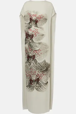 DRIES VAN NOTEN Beaded printed silk georgette gown