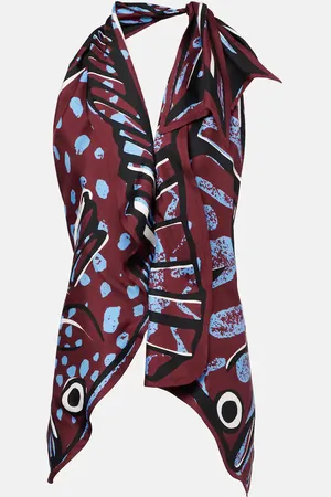 Bottega Veneta Printed halterneck silk twill top