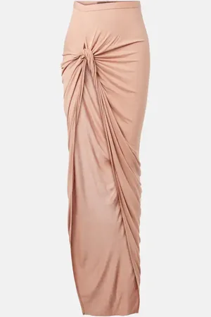Rick Owens Asymmetric gathered jersey maxi skirt