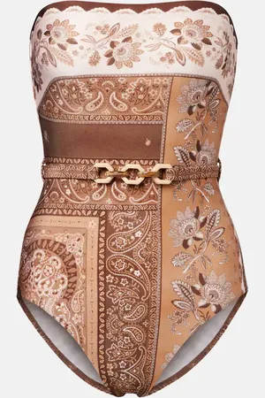 ZIMMERMANN Lucky embellished printed swimsuit