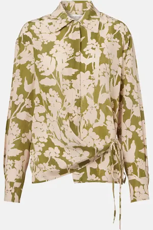 Victoria Beckham Printed gathered silk blouse
