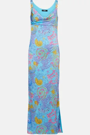 VERSACE Underwater Barocco draped jersey gown
