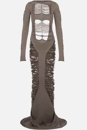 Rick Owens Distressed wool maxi dress