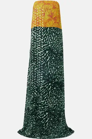 DRIES VAN NOTEN Printed strapless georgette gown