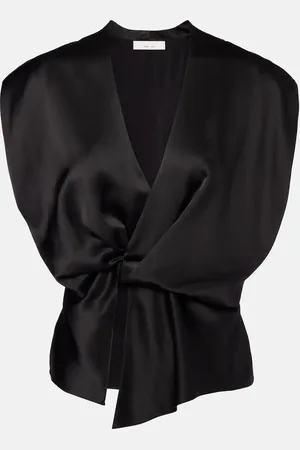 The Sei Draped gathered silk charmeuse top