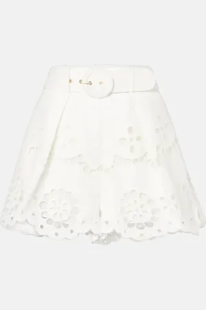 ZIMMERMANN Pop embroidered linen shorts