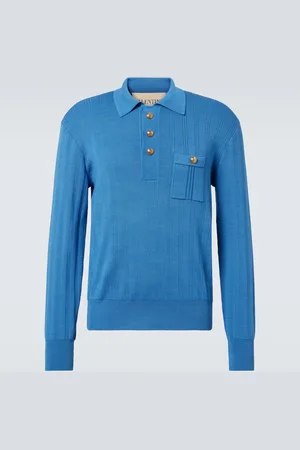 VALENTINO Ribbed-knit cotton polo sweater