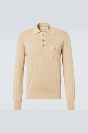 VALENTINO Ribbed-knit cotton polo sweater