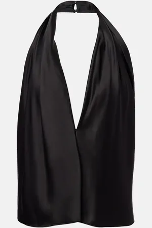 The Sei Draped halterneck silk charmeuse top