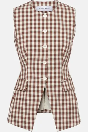 VERONICA BEARD Lois gingham seersucker top