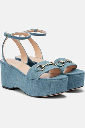 Gucci Horsebit denim platform sandals