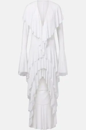 Norma Kamali Tiered ruffled asymmetric maxi dress