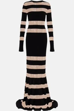Norma Kamali Paneled semi-sheer gown