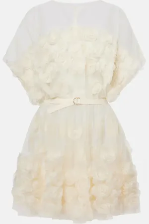Norma Kamali Bridal floral-appliquÃ© belted tulle minidress