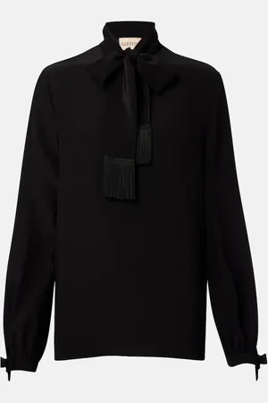 VALENTINO Bow-detail silk crÃªpe shirt