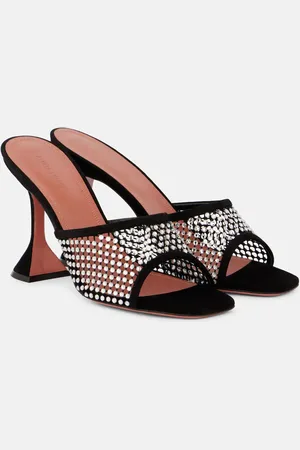 Amina Muaddi Lupita 95 suede-trimmed mesh mules