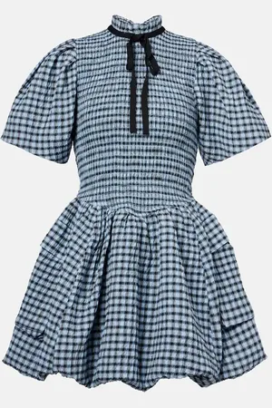 Ganni Checked seersucker minidress