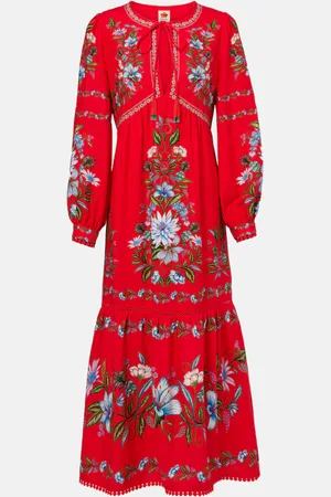 Farm Rio Floral linen-blend midi dress