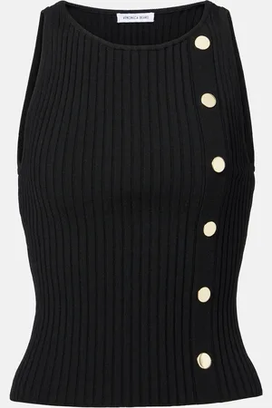 VERONICA BEARD Nelson embellished ribbed-knit top