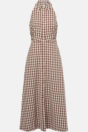 VERONICA BEARD Mackey gingham seersucker midi dress