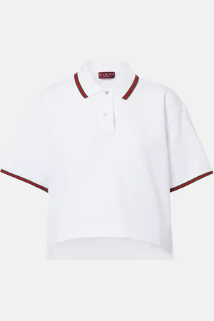 Gucci Web Stripe cropped cotton piquÃ© polo shirt