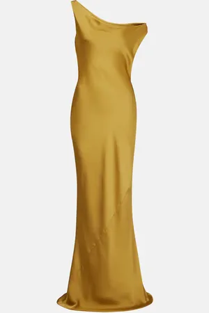 Norma Kamali Maria asymmetric crÃªpe satin gown
