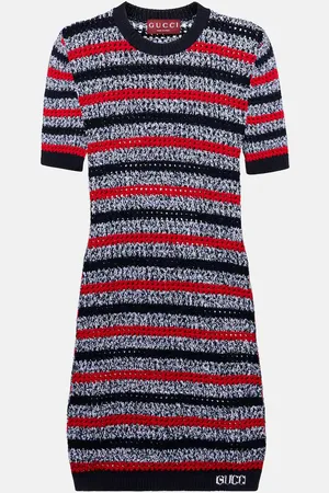 Gucci Knitted striped cotton-blend minidress