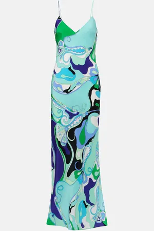Puccini Orchidee printed silk maxi dress