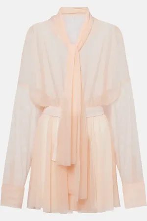 Norma Kamali Tie-neck chiffon minidress