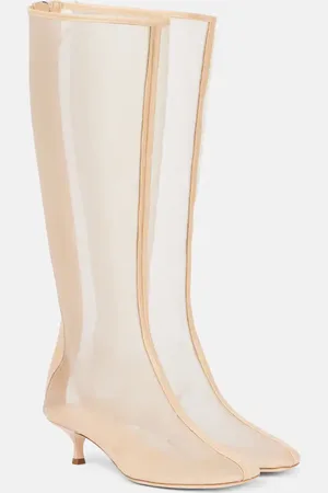CHRISTOPHER ESBER Leather-trimmed mesh knee-high boots