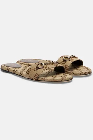 Gucci Horsebit GG canvas slides
