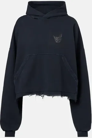 Balenciaga Logo distressed cotton-blend hoodie