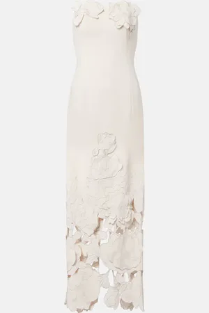 LEO LIN Rayna floral-appliquÃ© crÃªpe maxi dress