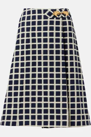 VALENTINO Checked wool and cotton-blend midi skrit